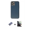 MARSİLYAN™- iPhone 12 Pro Max Kılıf Ahenk Işık - Şeffaf Temperli Cam Ekran Koruyucu + Metal Kamera Lens Koruma Cam - GD