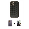 MARSİLYAN™- iPhone 12 Pro Max Kılıf Ahenk Işık - Şeffaf Temperli Cam Ekran Koruyucu + Neon Fosforlu Kamera Lens - SI