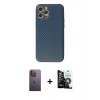 MARSİLYAN™- iPhone 12 Pro Max Kılıf Ahenk Işık - Şeffaf Temperli Cam Ekran Koruyucu + Neon Fosforlu Kamera Lens - SI