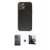 MARSİLYAN™- iPhone 12 Pro Max Kılıf Ahenk Işık - Şeffaf Temperli Cam Ekran Koruyucu + Neon Fosforlu Kamera Lens - BZ