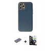 MARSİLYAN™- iPhone 12 Pro Max Kılıf Ahenk Işık - Şeffaf Temperli Cam Ekran Koruyucu + Renkli Kamera Lens Koruma Cam - TU