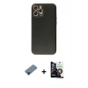 MARSİLYAN™- iPhone 12 Pro Max Kılıf Ahenk Işık - Şeffaf Temperli Cam Ekran Koruyucu + Shine Kamera Lens Koruma Cam - SH
