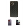 MARSİLYAN™- iPhone 12 Pro Max Kılıf Ahenk Işık - Şeffaf Temperli Cam Ekran Koruyucu + Neon Fosforlu Kamera Lens - TU