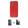 MARSİLYAN™- iPhone 12 Pro Max Kılıf Ahenk Işık - Şeffaf Temperli Cam Ekran Koruyucu + Neon Fosforlu Kamera Lens - TU