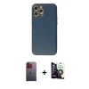 MARSİLYAN™- iPhone 12 Pro Max Kılıf Ahenk Işık - Şeffaf Temperli Cam Ekran Koruyucu + Neon Fosforlu Kamera Lens - TU