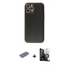 MARSİLYAN™- iPhone 12 Pro Max Kılıf Ahenk Işık - Şeffaf Temperli Cam Ekran Koruyucu + Yeşil Renkli Kamera Lens Koruma Cam