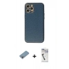 MARSİLYAN™- iPhone 12 Pro Max Kılıf Ahenk Işık - Şeffaf Uv Polymer Nano Ekran Koruyucu + Gökkuşağı Shine Kamera Lens Koruma Cam