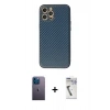 MARSİLYAN™- iPhone 12 Pro Max Kılıf Ahenk Işık - Şeffaf Uv Polymer Nano Ekran Koruyucu + Neon Fosforlu Kamera Lens - MI