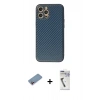 MARSİLYAN™- iPhone 12 Pro Max Kılıf Ahenk Işık - Şeffaf Uv Polymer Nano Ekran Koruyucu + Pembe Shine Kamera Lens Koruma Cam