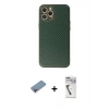 MARSİLYAN™- iPhone 12 Pro Max Kılıf Ahenk Işık - Şeffaf Uv Polymer Nano Ekran Koruyucu + Pembe Shine Kamera Lens Koruma Cam