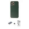 MARSİLYAN™- iPhone 12 Pro Max Kılıf Ahenk Işık - Şeffaf Uv Polymer Nano Ekran Koruyucu + Renkli Kamera Lens Koruma Cam - SI