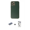 MARSİLYAN™- iPhone 12 Pro Max Kılıf Ahenk Işık - Şeffaf Uv Polymer Nano Ekran Koruyucu + Renkli Kamera Lens Koruma Cam - YL