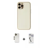 MARSİLYAN™- iPhone 12 Pro Max Kılıf Ahenk Işık - Şeffaf Uv Polymer Nano Ekran Koruyucu + Shine Kamera Lens - GD