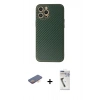 MARSİLYAN™- iPhone 12 Pro Max Kılıf Ahenk Işık - Şeffaf Uv Polymer Nano Ekran Koruyucu + Renkli Kamera Lens Koruma Cam - TU