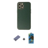 MARSİLYAN™- iPhone 12 Pro Max Kılıf Ahenk Işık - Siyah 18D Cam Ekran Koruyucu + Metal Kamera Lens Koruma Cam - GD