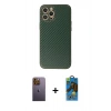 MARSİLYAN™- iPhone 12 Pro Max Kılıf Ahenk Işık - Siyah 18D Cam Ekran Koruyucu + Neon Fosforlu Kamera Lens - SI