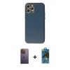 MARSİLYAN™- iPhone 12 Pro Max Kılıf Ahenk Işık - Siyah 18D Cam Ekran Koruyucu + Neon Fosforlu Kamera Lens - SI