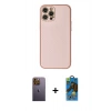 MARSİLYAN™- iPhone 12 Pro Max Kılıf Ahenk Işık - Siyah 18D Cam Ekran Koruyucu + Neon Fosforlu Kamera Lens - SI