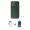 MARSİLYAN™- iPhone 12 Pro Max Kılıf Ahenk Işık - Siyah 18D Cam Ekran Koruyucu + Shine Kamera Lens - GD