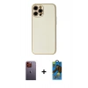 MARSİLYAN™- iPhone 12 Pro Max Kılıf Ahenk Işık - Siyah 18D Cam Ekran Koruyucu + Neon Fosforlu Kamera Lens - TU