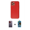 MARSİLYAN™- iPhone 12 Pro Max Kılıf Ahenk Işık - Siyah 18D Cam Ekran Koruyucu + Neon Fosforlu Kamera Lens - TU