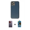 MARSİLYAN™- iPhone 12 Pro Max Kılıf Ahenk Işık - Siyah 18D Cam Ekran Koruyucu + Neon Fosforlu Kamera Lens - TU