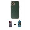 MARSİLYAN™- iPhone 12 Pro Max Kılıf Ahenk Işık - Siyah 18D Cam Ekran Koruyucu + Neon Fosforlu Kamera Lens - TU