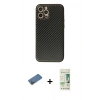 MARSİLYAN™- iPhone 12 Pro Max Kılıf Ahenk Işık - Siyah 20D Premium Cam Ekran Koruyucu + Shine Kamera Lens Koruma Cam - GD