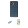 MARSİLYAN™- iPhone 12 Pro Max Kılıf Ahenk Işık - Siyah 20D Premium Cam Ekran Koruyucu + Shine Kamera Lens Koruma Cam - MI