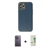 MARSİLYAN™- iPhone 12 Pro Max Kılıf Ahenk Işık - Siyah 20D Premium Cam Ekran Koruyucu + Neon Fosforlu Kamera Lens - BZ