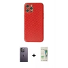 MARSİLYAN™- iPhone 12 Pro Max Kılıf Ahenk Işık - Siyah 20D Premium Cam Ekran Koruyucu + Neon Fosforlu Kamera Lens - BZ