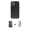 MARSİLYAN™- iPhone 12 Pro Max Kılıf Ahenk Işık - Siyah 20D Premium Cam Ekran Koruyucu + Neon Fosforlu Kamera Lens - MI