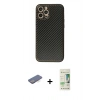 MARSİLYAN™- iPhone 12 Pro Max Kılıf Ahenk Işık - Siyah 20D Premium Cam Ekran Koruyucu + Renkli Kamera Lens Koruma Cam - MI