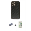 MARSİLYAN™- iPhone 12 Pro Max Kılıf Ahenk Işık - Siyah 20D Premium Cam Ekran Koruyucu + Renkli Kamera Lens Koruma Cam - SI
