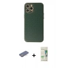 MARSİLYAN™- iPhone 12 Pro Max Kılıf Ahenk Işık - Siyah 20D Premium Cam Ekran Koruyucu + Renkli Kamera Lens Koruma Cam - MI