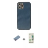 MARSİLYAN™- iPhone 12 Pro Max Kılıf Ahenk Işık - Siyah 20D Premium Cam Ekran Koruyucu + Shine Kamera Lens Koruma Cam - PE