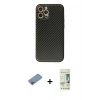 MARSİLYAN™- iPhone 12 Pro Max Kılıf Ahenk Işık - Siyah 20D Premium Cam Ekran Koruyucu + Shine Kamera Lens Koruma Cam - PE