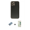 MARSİLYAN™- iPhone 12 Pro Max Kılıf Ahenk Işık - Siyah 20D Premium Cam Ekran Koruyucu + Shine Kamera Lens Koruma Cam - GI