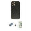 MARSİLYAN™- iPhone 12 Pro Max Kılıf Ahenk Işık - Siyah 20D Premium Cam Ekran Koruyucu + Siyah Shine Kamera Lens Koruma Cam
