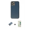 MARSİLYAN™- iPhone 12 Pro Max Kılıf Ahenk Işık - Siyah 20D Premium Cam Ekran Koruyucu + Siyah Shine Kamera Lens Koruma Cam