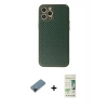 MARSİLYAN™- iPhone 12 Pro Max Kılıf Ahenk Işık - Siyah 20D Premium Cam Ekran Koruyucu + Siyah Shine Kamera Lens Koruma Cam