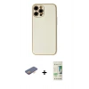 MARSİLYAN™- iPhone 12 Pro Max Kılıf Ahenk Işık - Siyah 20D Premium Cam Ekran Koruyucu + Turuncu Renkli Kamera Lens Koruma Cam