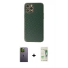 MARSİLYAN™- iPhone 12 Pro Max Kılıf Ahenk Işık - Siyah 20D Premium Cam Ekran Koruyucu + Neon Fosforlu Kamera Lens - YL