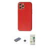 MARSİLYAN™- iPhone 12 Pro Max Kılıf Ahenk Işık - Siyah 20D Premium Cam Ekran Koruyucu + Renkli Kamera Lens Koruma Cam - YL