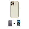 MARSİLYAN™- iPhone 12 Pro Max Kılıf Ahenk Işık - Siyah 34D Izgaralı Cam + Neon Fosforlu Kamera Lens - BZ