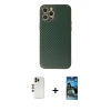 MARSİLYAN™- iPhone 12 Pro Max Kılıf Ahenk Işık - Siyah 34D Izgaralı Cam + Shine Kamera Lens - GD