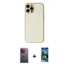 MARSİLYAN™- iPhone 12 Pro Max Kılıf Ahenk Işık - Siyah 34D Izgaralı Cam + Neon Fosforlu Kamera Lens - TU