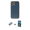 MARSİLYAN™- iPhone 12 Pro Max Kılıf Ahenk Işık - Siyah 34D Izgaralı Cam + Shine Kamera Lens Koruma Cam - GI