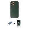 MARSİLYAN™- iPhone 12 Pro Max Kılıf Ahenk Işık - Siyah 360 Mat Full Body Arka Koruyucu + Shine Kamera Lens Koruma Cam - GD