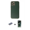 MARSİLYAN™- iPhone 12 Pro Max Kılıf Ahenk Işık - Siyah 360 Mat Full Body Arka Koruyucu + Renkli Kamera Lens Koruma Cam - MI